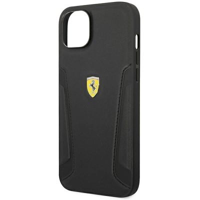 6. Etui Ferrari Leather Stamp Sides na iPhone 14 Plus - czarne