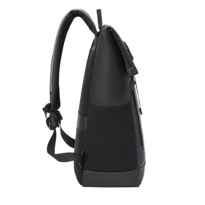 9. Rivacase Eden plecak Plecak rolowany Czarny Poliester, Skóra woskowana (Pull Up)