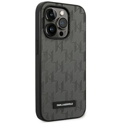 4. Etui Karl Lagerfeld Saffiano Mono Metal Logo na iPhone 14 Pro Max 6,7" - szare
