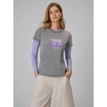 T-shirt regular z nadrukiem damski 4F 4FRSS26TTSHF4513-27S