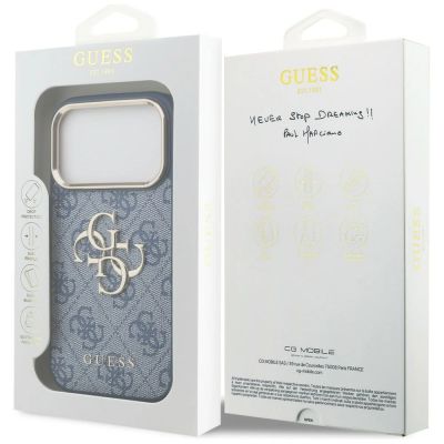 8. Etui Guess 4G Big 4G Classic Logo na iPhone 18 Pro / 17 Pro - niebiesko-złote