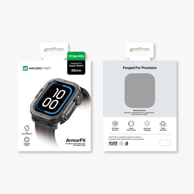 6. Etui metalowe AMAZINGTHING Titan Pro na Apple Watch 11 46mm aluminiowe - czarne