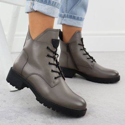 6. Botki damskie workery ocieplane szare Vinceza 58609