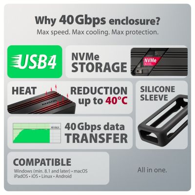 5. Axagon EEM2-40G obudowa do dysków twardych Obudowa SSD Czarny M.2