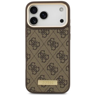 3. Etui Guess 4G Logo Plate MagSafe na iPhone 17 Pro Max - brązowe