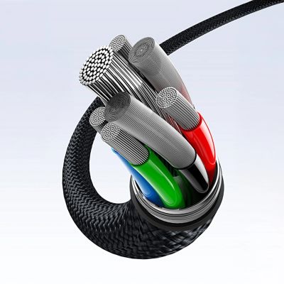 15. Kabel 3w1 Baseus Flash Series 3 100W USB-C - USB-C+USB-C+Lightning 1,5m + 3 x 0,25 m - czarny