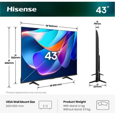 2. Hisense 43A6S 109,2 cm (43") 4K Ultra HD Smart TV Wi-Fi Czarny