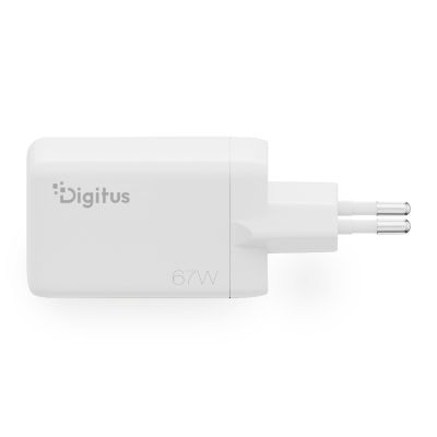 3. Digitus Ładowarka sieciowa GaN II 67W | 2x USB-C, 1x USB-A | PD 3.0, QC 3.0 | Biała