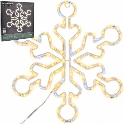 PŁATEK ŚNIEGU DEKORACYJNY WISZĄCY 32,5 CM 100LED TRIMER CIEPŁY BIAŁY