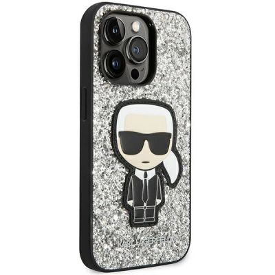 4. Etui Karl Lagerfeld Glitter Flakes Ikonik na iPhone 14 Pro Max - srebrne