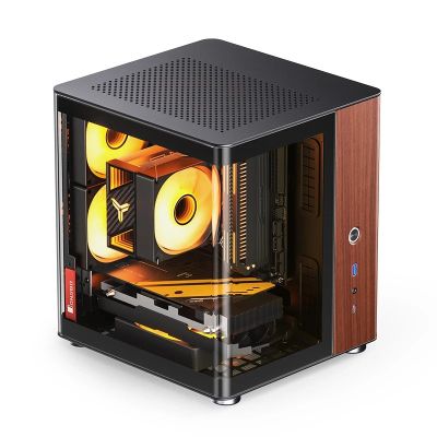 3. Obudowa PC Jonsbo TK-0, Mini-Tower, Mini-ITX, Tempered Glass, Holz - schwarz