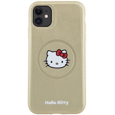 3. Etui Hello Kitty Leather Kitty Head MagSafe na iPhone 11 / Xr - złote