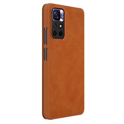 6. Nillkin Qin Case etui do Xiaomi Redmi Note 11T 5G / Note 11S 5G / Note 11 5G (China) / Poco M4 Pro 5G osłona na aparat kabura pokrowiec obudowa z klapką brązowy