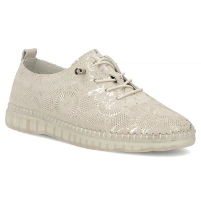 Skórzane półbuty na gumki beżowe Filippo DP7810