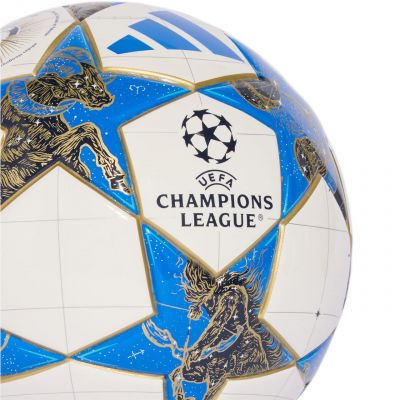 6. Piłka nożna adidas UCL Mini 25/26 League Stage biało-niebiesko-złota JP1544