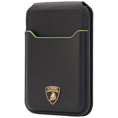 9. Portfel magentyczny Lamborghini D1 Genuine Leather MagSafe na telefon - czarno-zielony