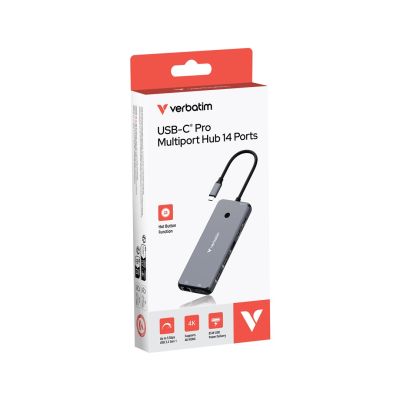 7. Adapter Verbatim CMH-14 USB Type-C 5000 Mbit/s Srebrny