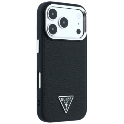 4. Etui Guess Grained Triangle Logo MagSafe na iPhone 17 Pro / 18 Pro - czarne