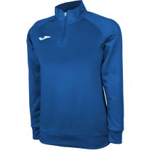 Bluza piłkarska Joma Combi Faraon przeznaczona dla mężczyzn, posiada ściagacze przy rękawach oraz u dołu bluzy, luźny krój, kołnierz ze stójką oraz zamek 1/2, kolor niebieski