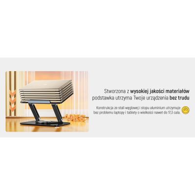 28. Podstawka pod laptopa, tablet Wozinsky WRS-CPY84SB 360 aluminiowa + Gratis! podstawka do smartfona - czarna