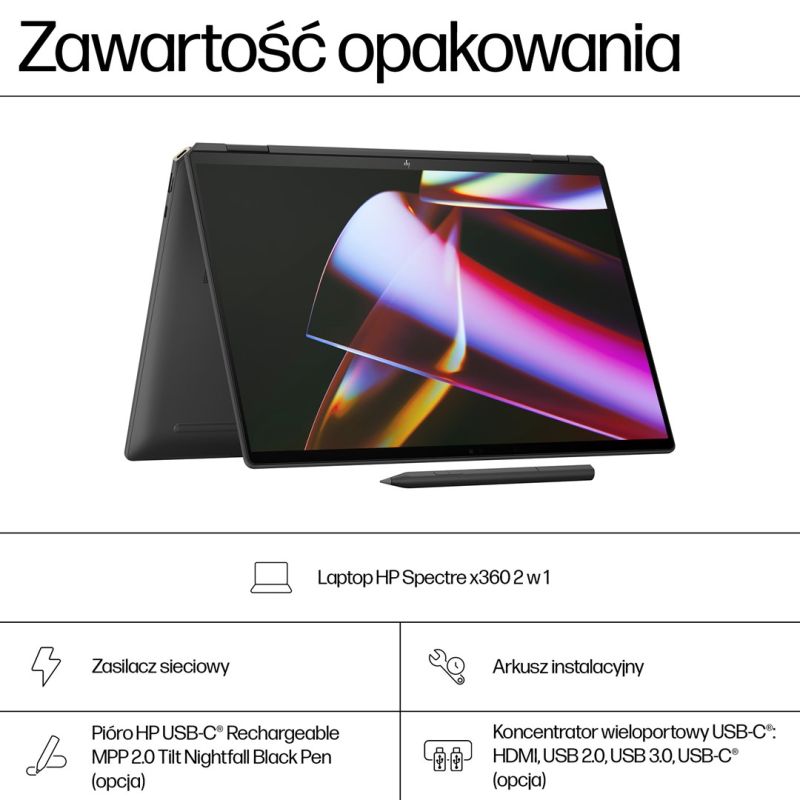9. HP Spectre x360 16-aa0233nw Ultra 7 155H 16" 2.8K Touch OLED 120Hz AG 16GB DDR5 6400 SSD1TB RTX 4050_6GB Cam 9MP 83Wh  W11Pro 2Y