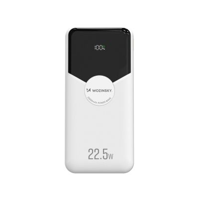 2. Powerbank Wozinsky WFC-15W 20000mAh 22,5W PD20W z wbudowanymi kablami Lightning i USB-C - biały