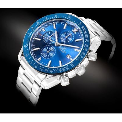 2. Zegarek Męski Giewont Chronograph Sapphire Srebrno Niebieski GW8720-B3