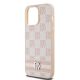 6. Etui DKNY Leather Checkered Mono Pattern & Printed Stripes na iPhone 14 Pro Max - różowe