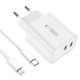 3. Ładowarka Tech-Protect C35W sieciowa 2x USB-C PD 35W z kablem USB-C / Lightning - biała