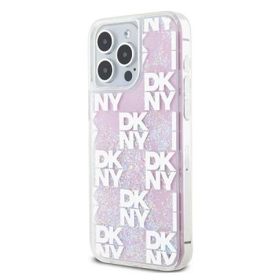 2. Etui DKNY Liquid Glitter Multilogo na iPhone 15 Pro Max - różowe