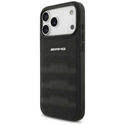 2. Etui Mercedes AMG Leather Debossed Lines Logo na iPhone 18 Pro Max / 17 Pro Max - czarne