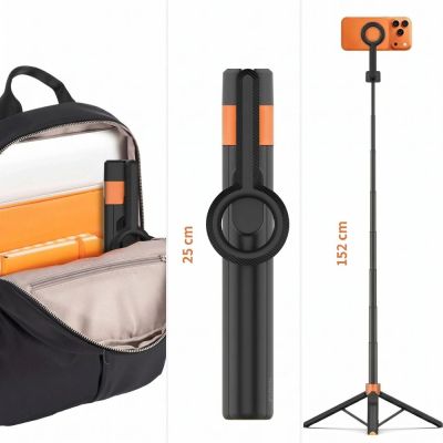 15. Selfie stick Tech-Protect L10S Bluetooth Tripod - czarno-pomarańczowy