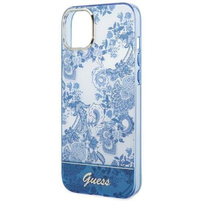 6. Etui Guess Porcelain Collection na iPhone 14 Plus - niebieskie