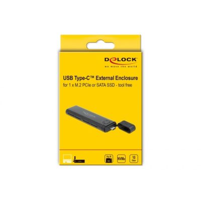 3. DeLOCK Obudowa zewnętrzna USB Type-C na M.2 NVMe PCIe lub SATA SSD - Beznarzędziowa