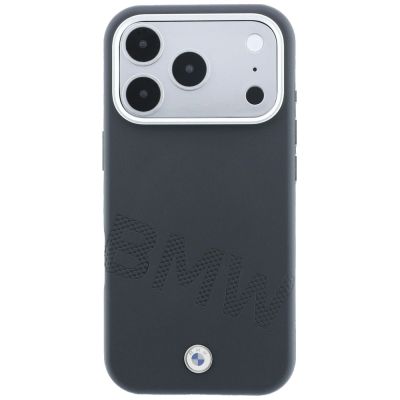 3. Etui BMW Sign Inclined Deboss Letters MagSafe na iPhone 17 Pro Max / 18 Pro Max - szare