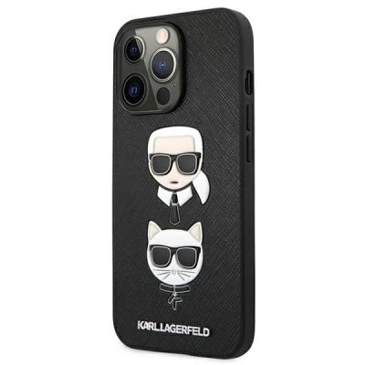 2. Etui Karl Lagerfeld Saffiano Karl&Choupette Head na iPhone 13 Pro / 13 - czarne
