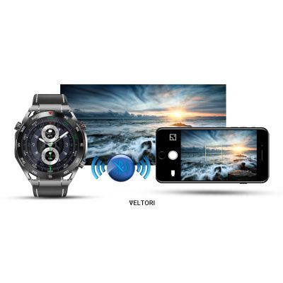 22. Smartwatch VELTORI VT100-1 + Czarny Pasek Silikonowy + Czarny Eko Skóra