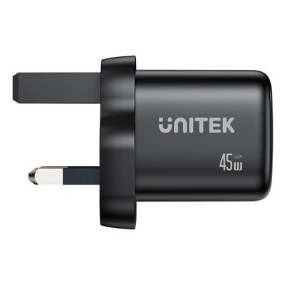 27. UNITEK ŁADOW. SIECIOWA 2X GAN 45W, 2XUSB-C PD 3.0, QC, CZARNA