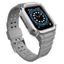 Pasek z etui ochronnym Protect Strap Band do Apple Watch 38 / 40 / 41 mm opaska obudowa pancerna - szary, srebrny