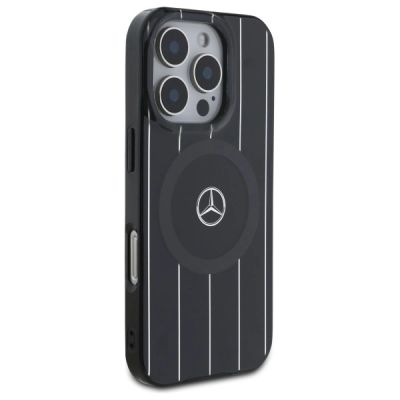 4. Etui Mercedes MB Double Layer Crossed Lines MagSafe na iPhone 16 Pro - czarne