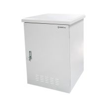Zewnętrzna szafka rack IP55, wisząco-stojąca 19" 18U 600x600, 4 belki nośne, 4 przepusty kablowe, kolor szary ALANTEC