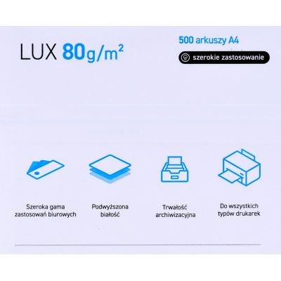 2. Papier xero ksero biurowy POLLUX (A4; 80g/m2; 500 szt.arkuszy; kolor biały, matowy)