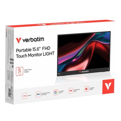 7. Verbatim Portable 15.6" FHD Touch Monitor LIGHT Przenośny monitor Czarny 39,6 cm (15.6") LCD 1920 x 1080 px