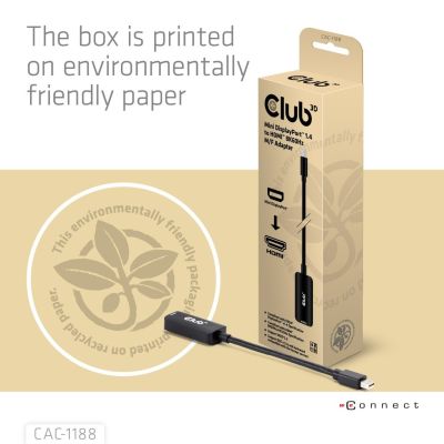 8. CLUB3D CAC-1188 adapter kablowy 0,09 m Mini DisplayPort HDMI Czarny
