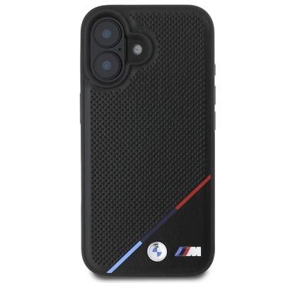3. Etui BMW M Perforated Tricolor Line MagSafe na iPhone 16 Plus - czarne