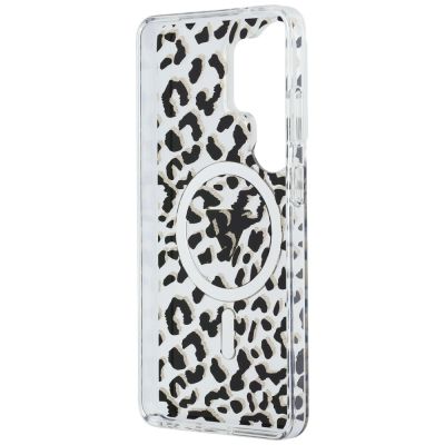 7. Etui Guess IML Leopard Print Triangle MagSafe na Samsung Galaxy S26 Ultra - czarne