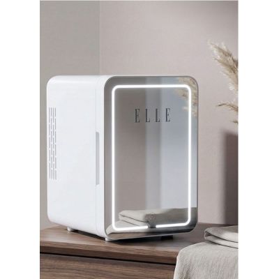 5. Mini lodówka z lusterkiem do makijażu LED ELLE 6L biała