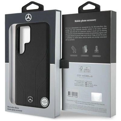 8. Etui Mercedes Leather Debossed Lines MagSafe na Samsung Galaxy S25 Ultra - czarne