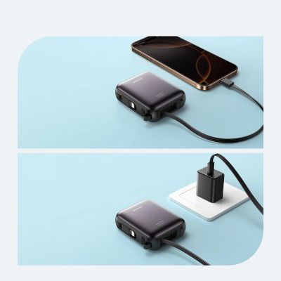 10. Powerbank Joyroom JR-PBF27 10000mAh 22.5W z wbudowanymi kablami USB-C i Lightning - czarny