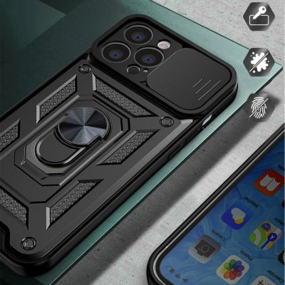 6. Hybrid Armor Camshield etui iPhone 14 Pro Max pancerny pokrowiec z osłoną na aparat niebieskie